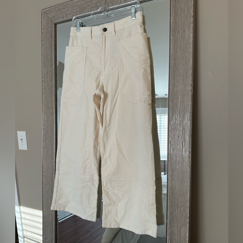 Everlane White Cuorderoy Women's Wide Leg High Rise Pants NWT Size 6